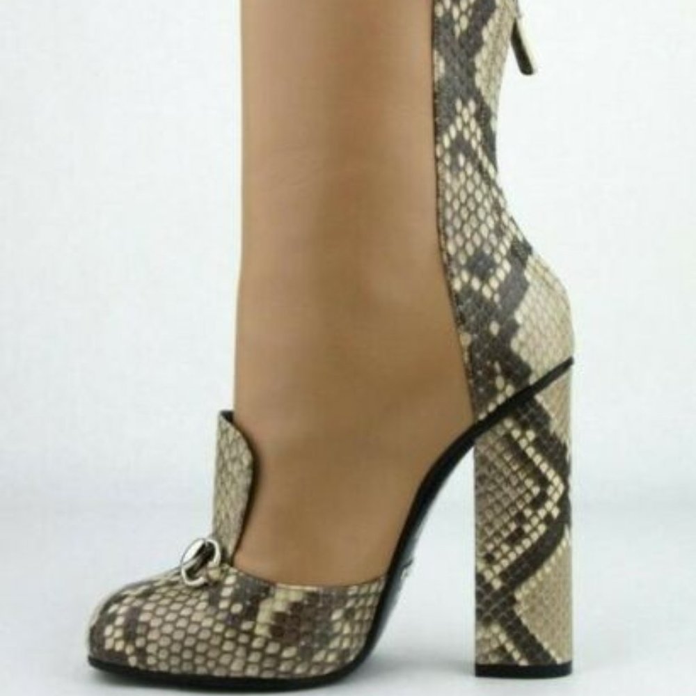 Gucci “Lillian” Python Camel Brown Ankle Boots Wi… - image 2